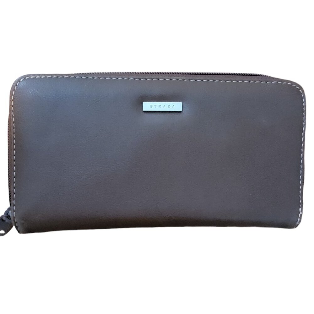 Strada Brown Zip Around Wallet